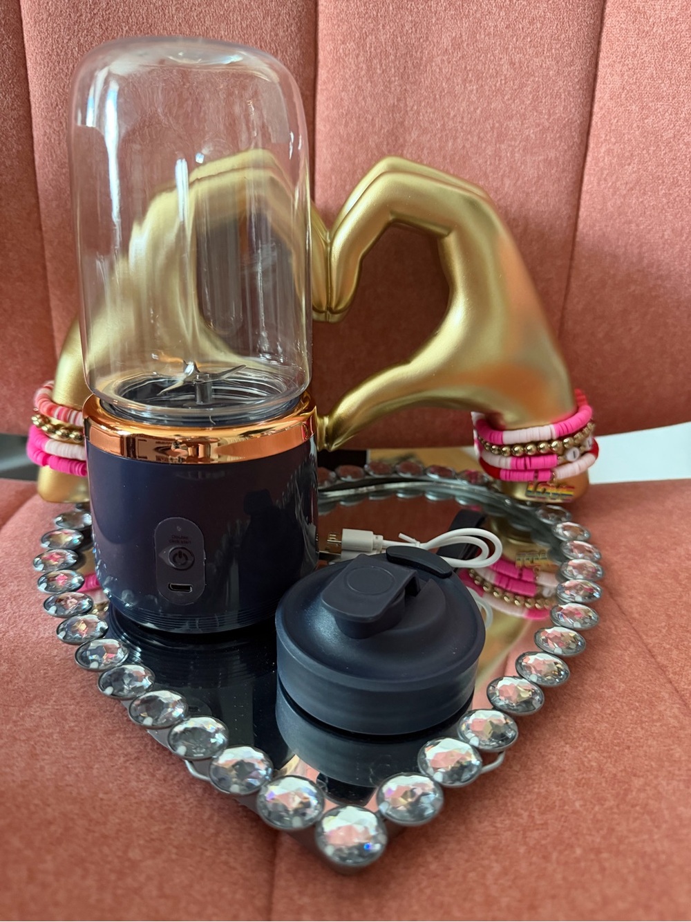 Portable Personal Blender with Rose Gold Trim